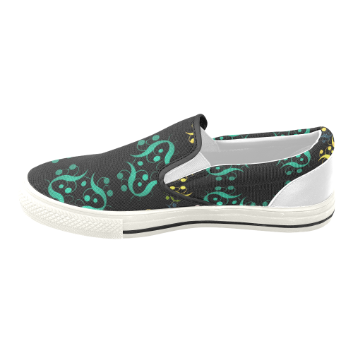 Metallic Green, Yellow, Pink & Blue Abstract Men's Unusual Slip-on Canvas Shoes (Model 019)