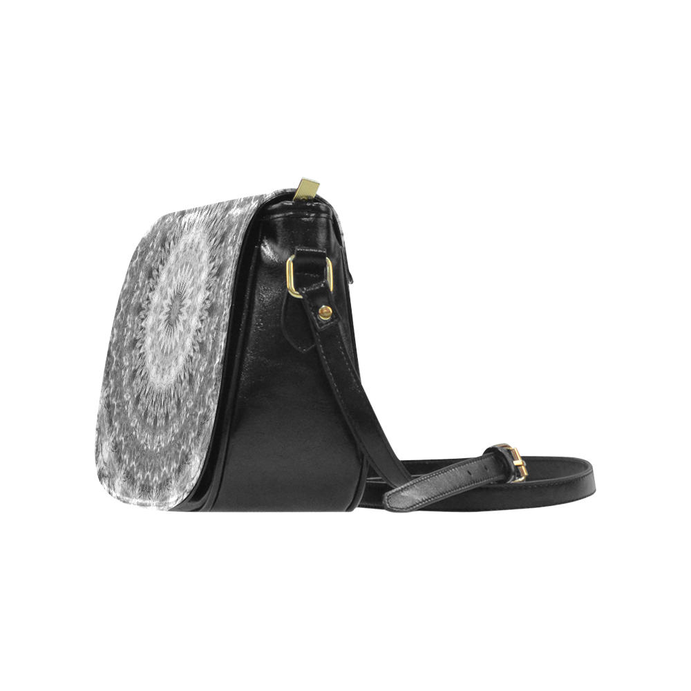 Black and White Harmony Mandala Classic Saddle Bag/Small (Model 1648)