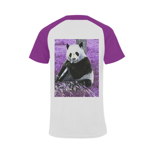 funky lilac panda Men's Raglan T-shirt Big Size (USA Size) (Model T11)
