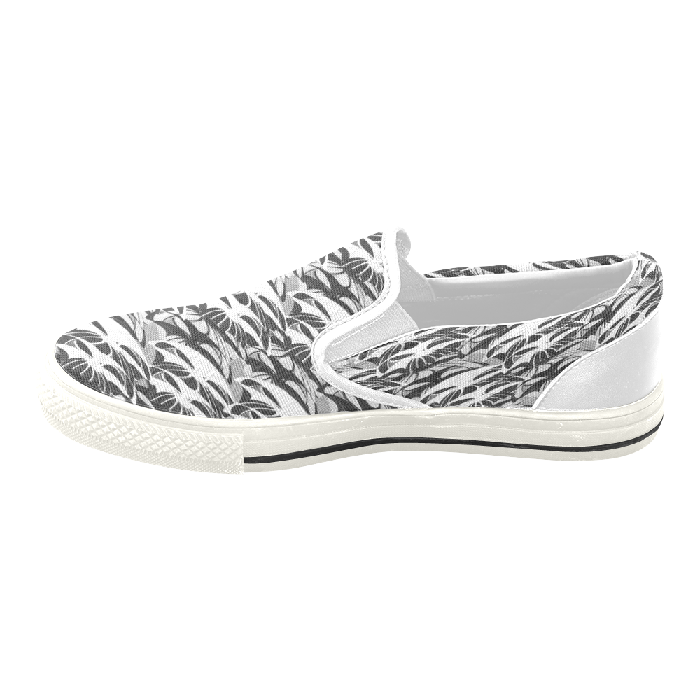 Alien Troops - Black & White Men's Unusual Slip-on Canvas Shoes (Model 019)