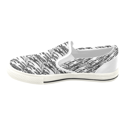 Alien Troops - Black & White Men's Unusual Slip-on Canvas Shoes (Model 019)