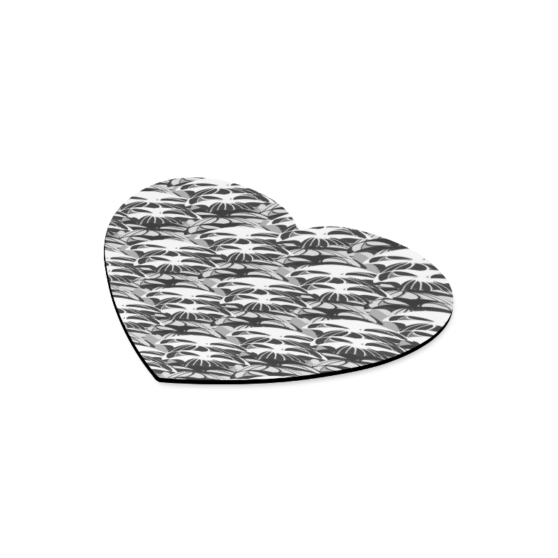 Alien Troops - Black & White Heart-shaped Mousepad