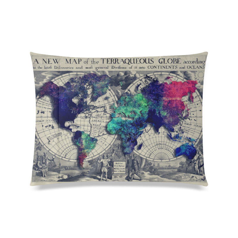 world map 22 Custom Zippered Pillow Case 20"x26"(Twin Sides)