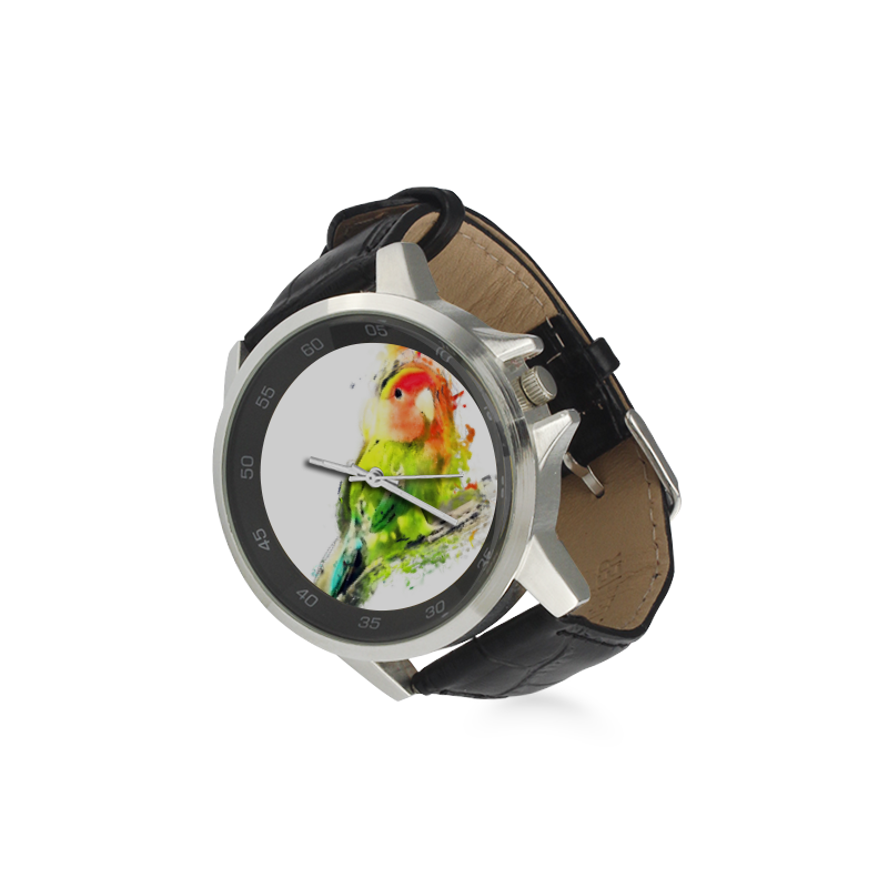 lovebird Unisex Stainless Steel Leather Strap Watch(Model 202)