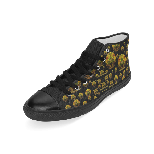 Exploring Keep Calm In gold with flair Men’s Classic High Top Canvas Shoes (Model 017)