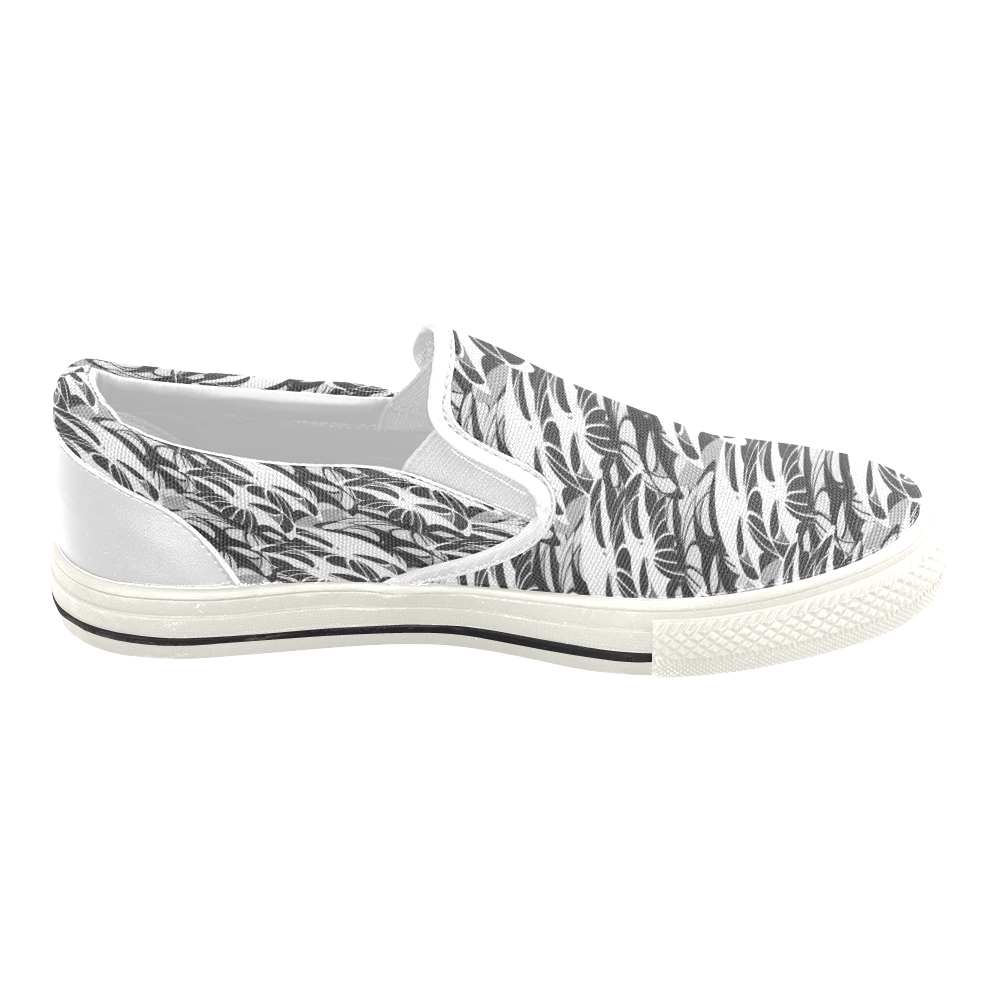 Alien Troops - Black & White Men's Unusual Slip-on Canvas Shoes (Model 019)