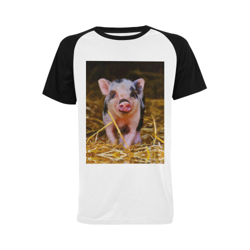 animal art studio 23516 Piglet Men's Raglan T-shirt Big Size (USA Size) (Model T11)