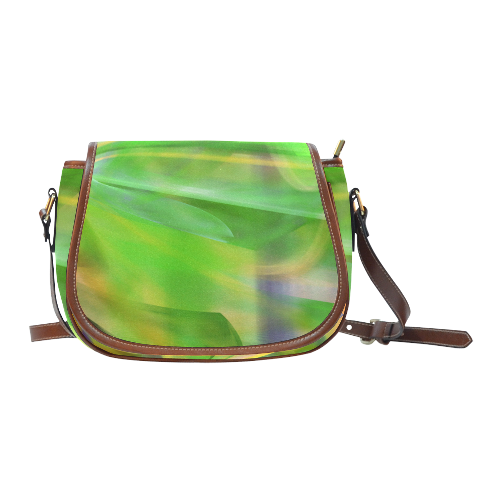 Springtime Spiral Green Orange Saddle Bag/Small (Model 1649) Full Customization