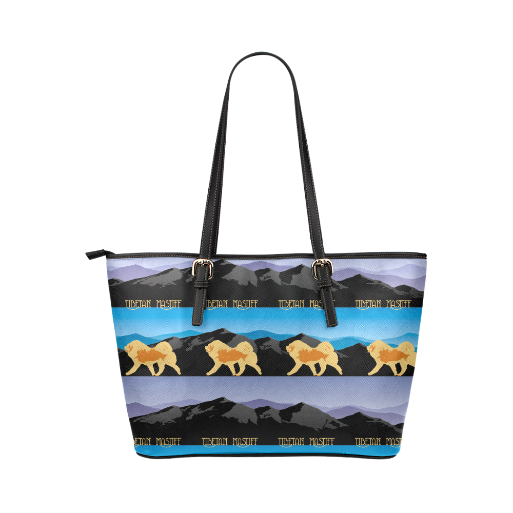 Tibetan Mastiff Rockin The Rockies Leather Tote Bag/Large (Model 1651)