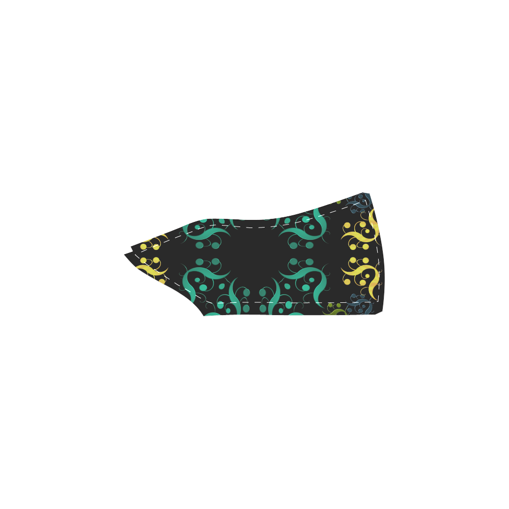 Metallic Green, Yellow, Pink & Blue Abstract Women's Slip-on Canvas Shoes (Model 019)