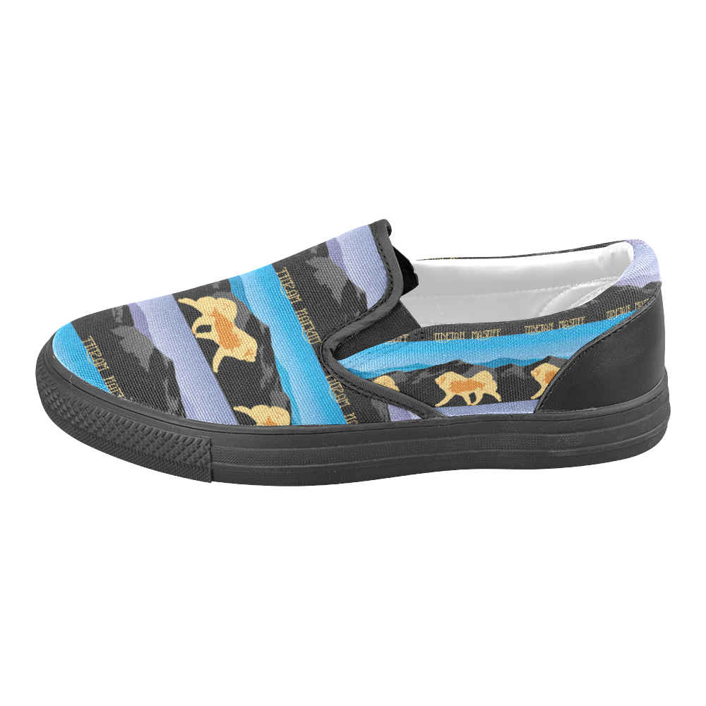 Tibetan Mastiff Rockin The Rockies Women's Unusual Slip-on Canvas Shoes (Model 019)