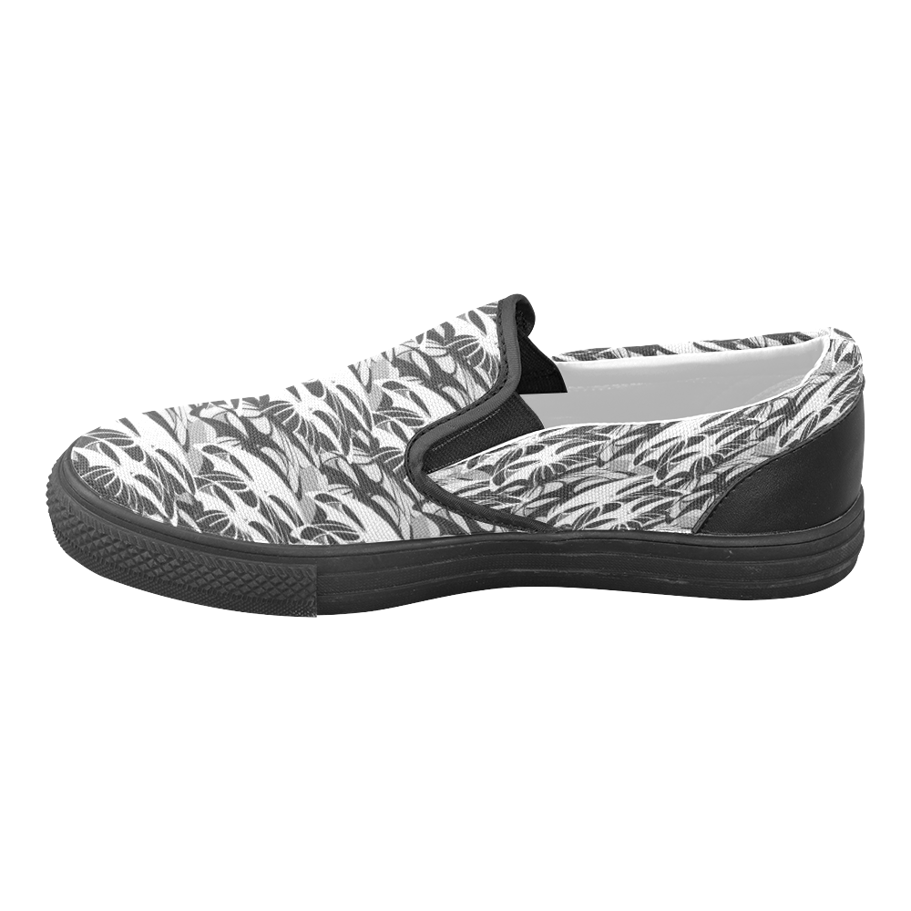 Alien Troops - Black & White Men's Unusual Slip-on Canvas Shoes (Model 019)