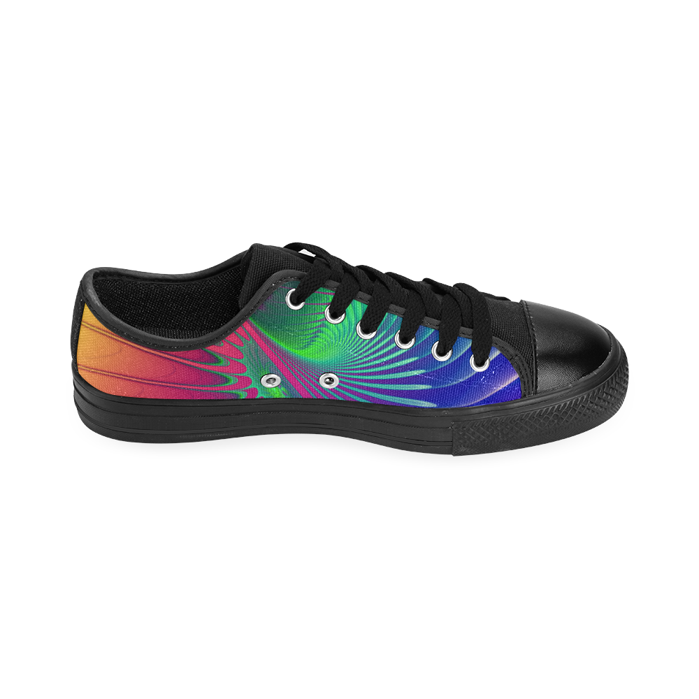 PSYCHEDELIC FRACTAL SPIRAL - Neon Colored Men's Classic Canvas Shoes (Model 018)