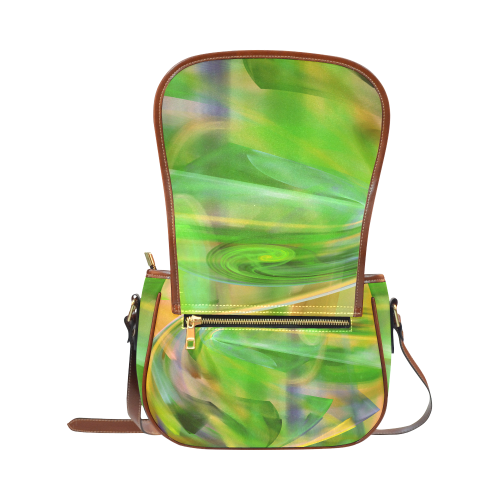 Springtime Spiral Green Orange Saddle Bag/Small (Model 1649) Full Customization