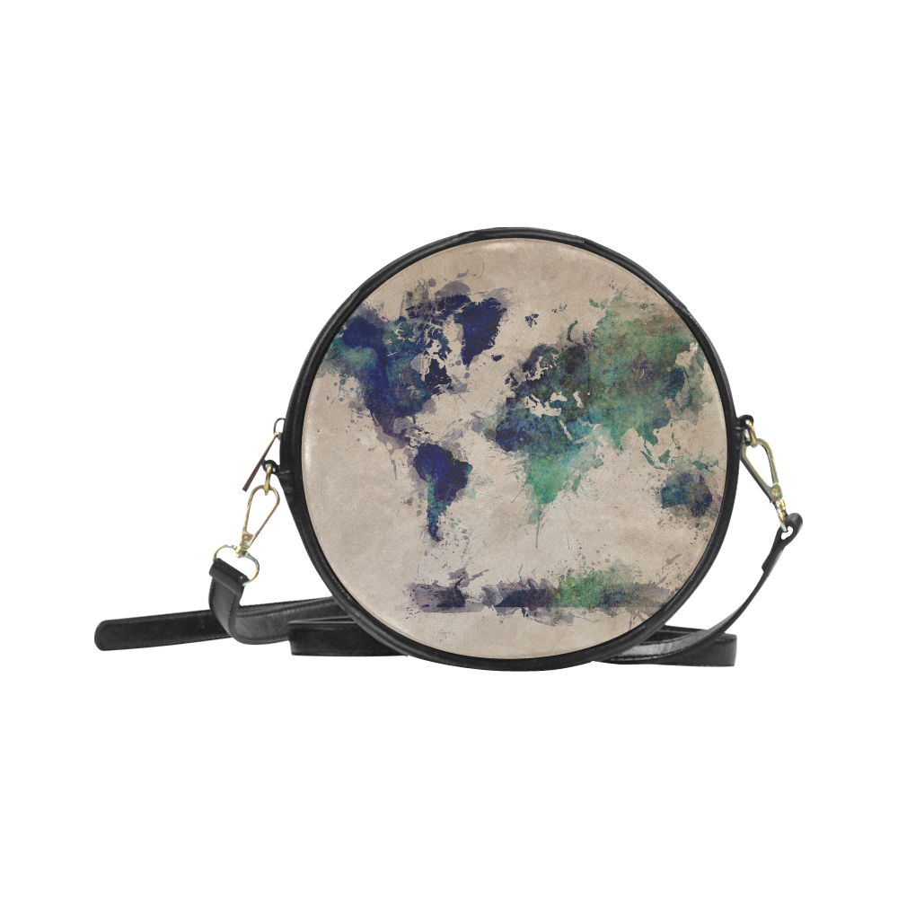 world map 20 Round Sling Bag (Model 1647)