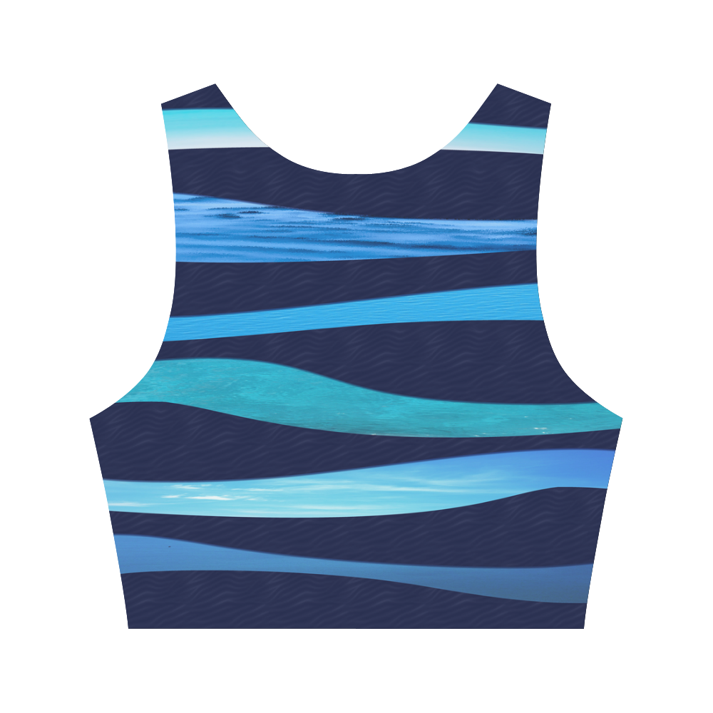 ocean blue Women's Crop Top (Model T42)