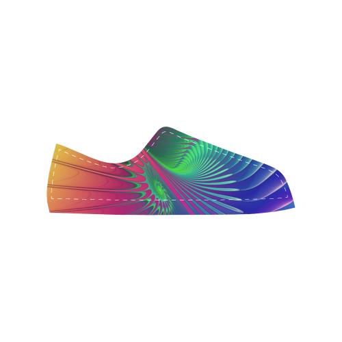 PSYCHEDELIC FRACTAL SPIRAL - Neon Colored Men's Classic Canvas Shoes (Model 018)