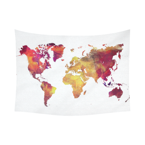 world map 13 Cotton Linen Wall Tapestry 80"x 60"