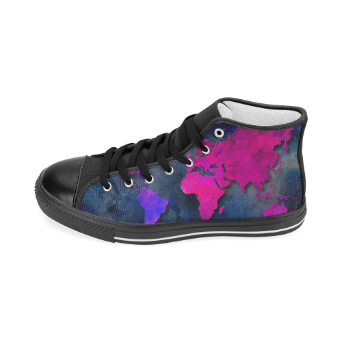 world map 14 Men’s Classic High Top Canvas Shoes (Model 017)