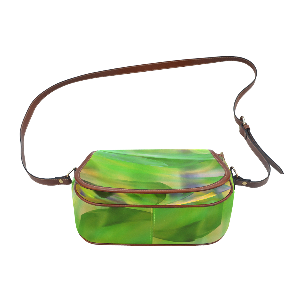 Springtime Spiral Green Orange Saddle Bag/Small (Model 1649) Full Customization