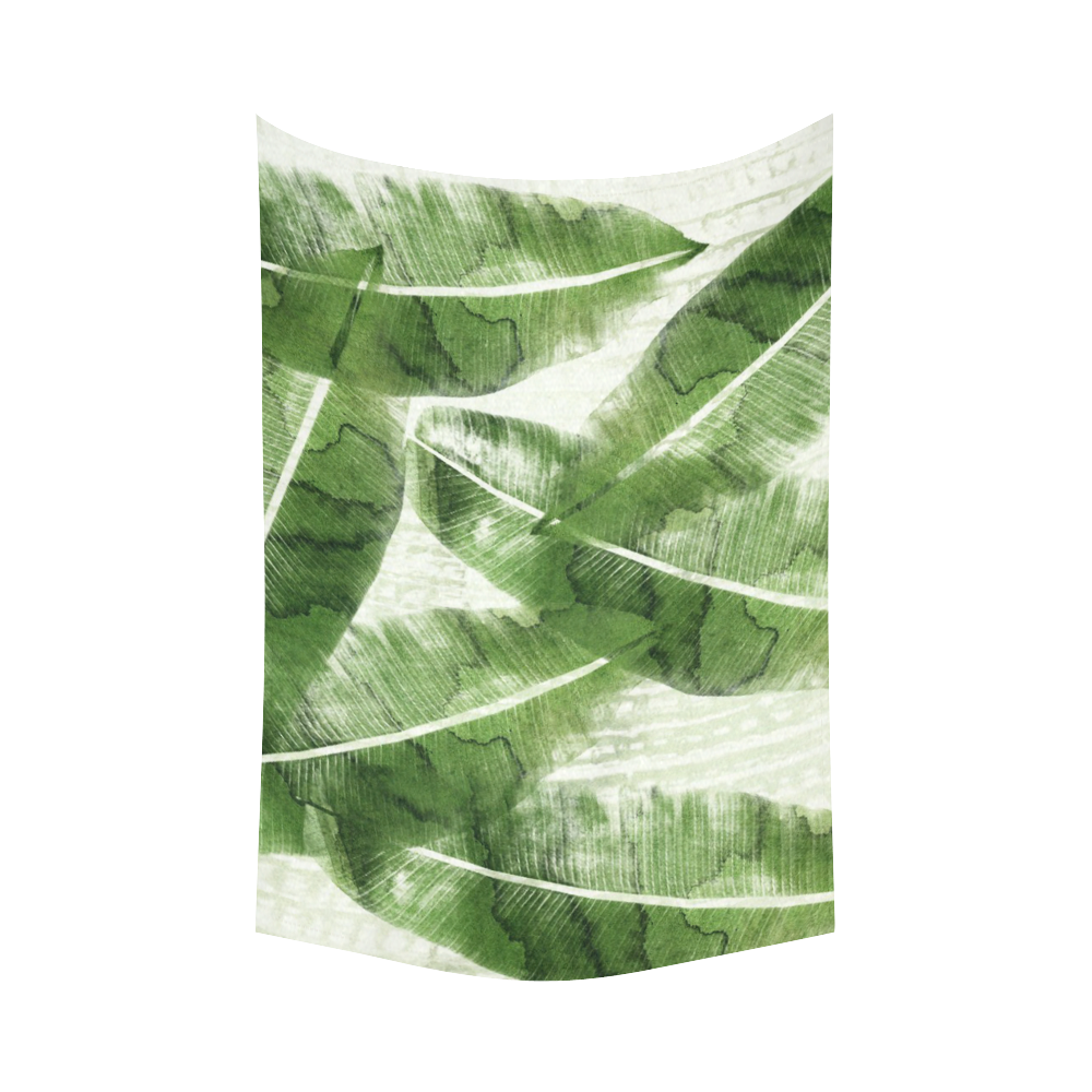 Tropical Bananas Leaves Cotton Linen Wall Tapestry 60"x 90"