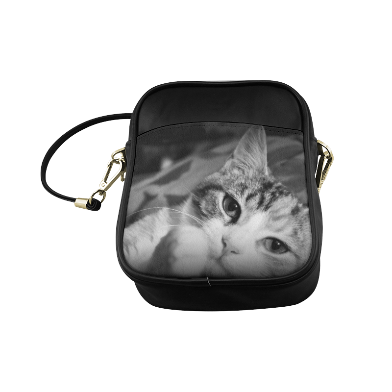 "Classic Cat in Black and White" Sling Bag Sling Bag (Model 1627)