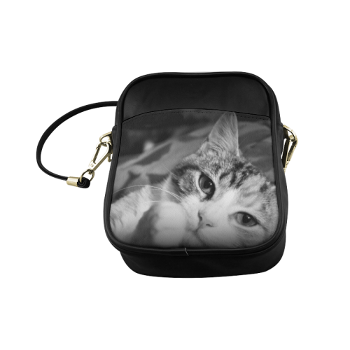 "Classic Cat in Black and White" Sling Bag Sling Bag (Model 1627)