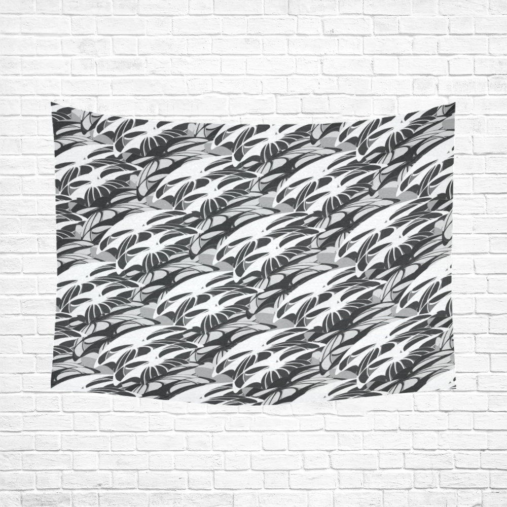 Alien Troops - Black & White Cotton Linen Wall Tapestry 80"x 60"