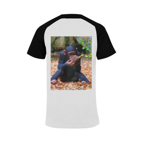 young chimpanzee Men's Raglan T-shirt Big Size (USA Size) (Model T11)