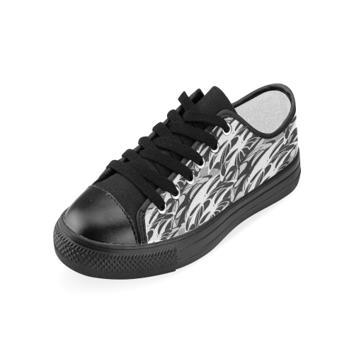 Alien Troops - Black & White Women's Classic Canvas Shoes (Model 018)