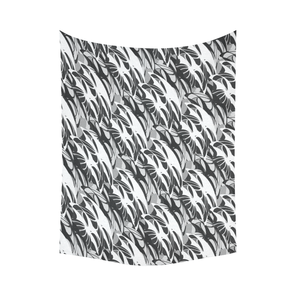 Alien Troops - Black & White Cotton Linen Wall Tapestry 80"x 60"