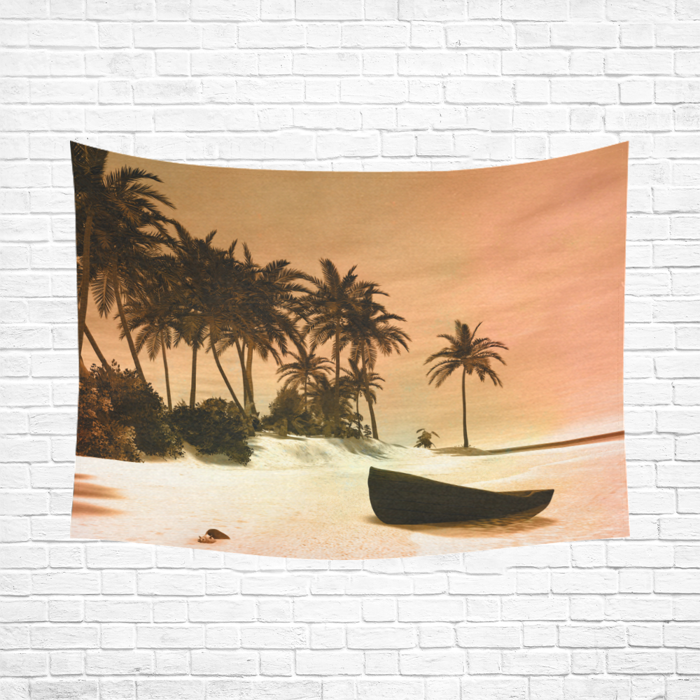 Wonderful seascape with tropical island Cotton Linen Wall Tapestry 80"x 60"