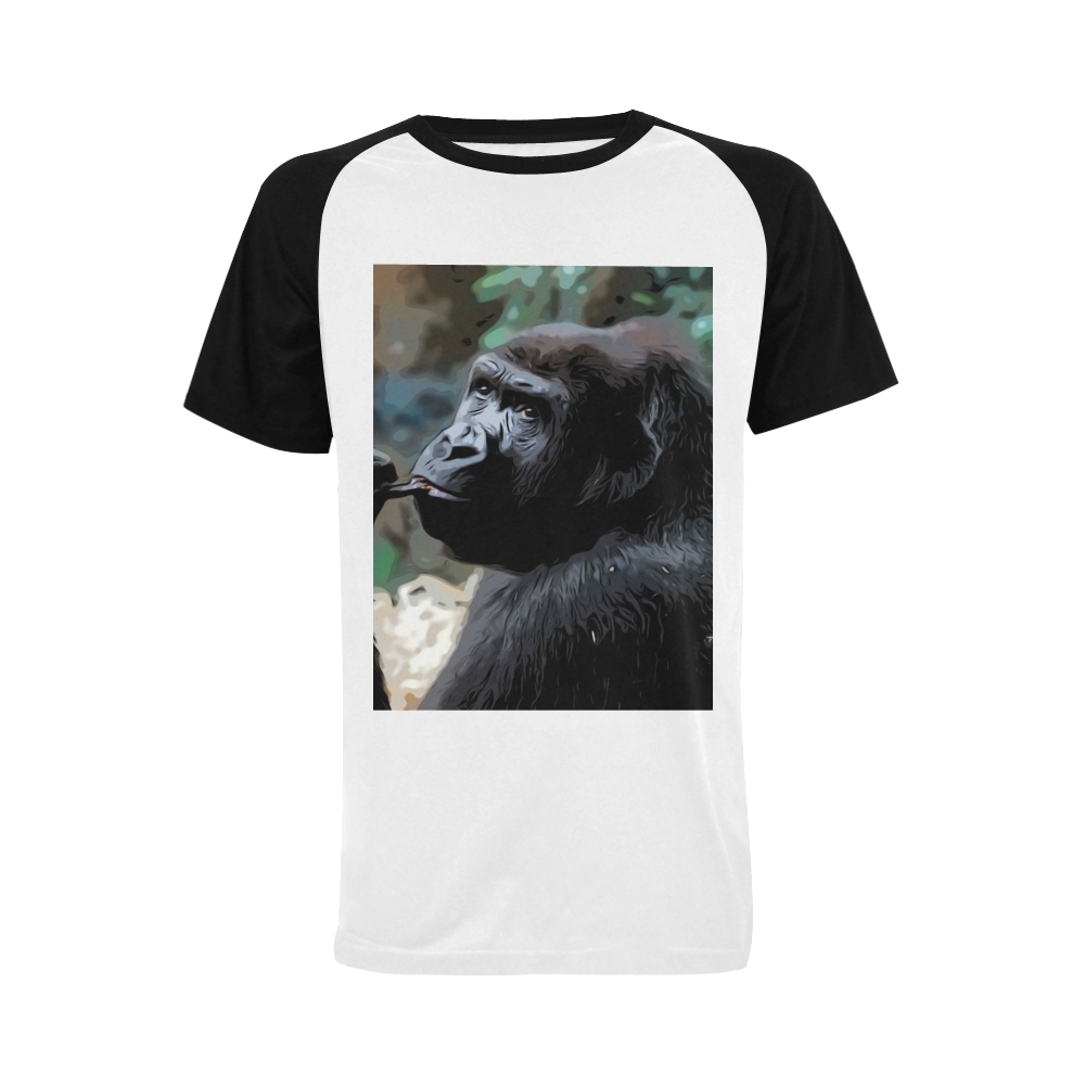 animal art studio 16516 Gorilla Men's Raglan T-shirt Big Size (USA Size) (Model T11)