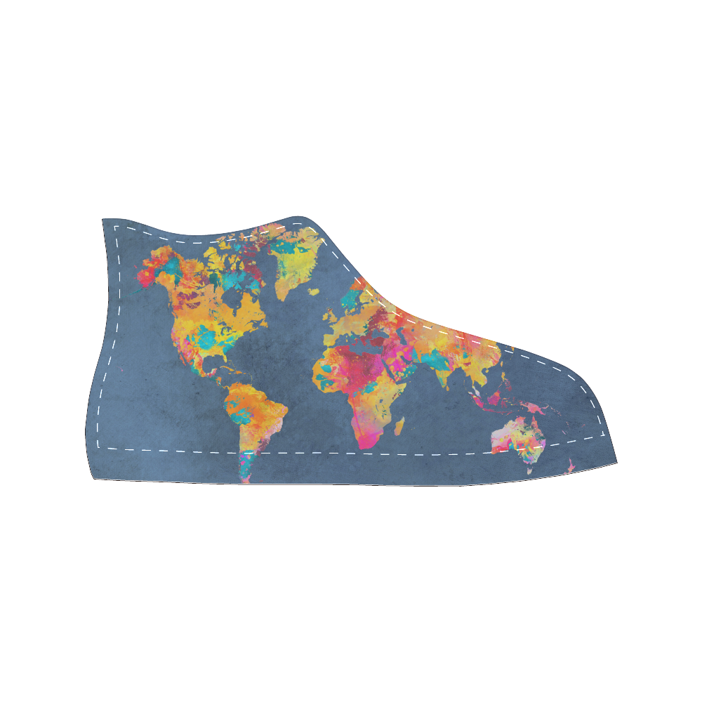 world map 18 Men’s Classic High Top Canvas Shoes (Model 017)