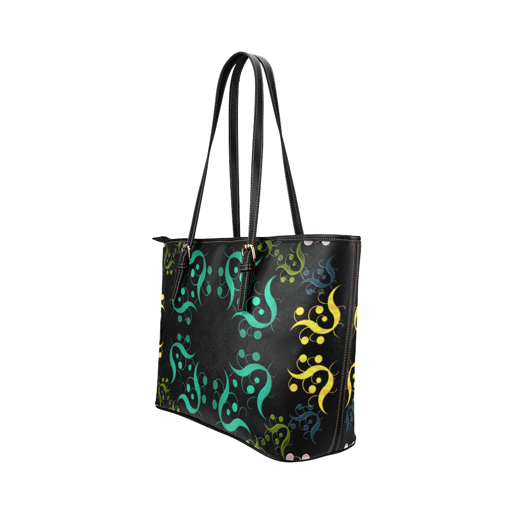 Metallic Green, Yellow, Pink & Blue Abstract Leather Tote Bag/Small (Model 1651)