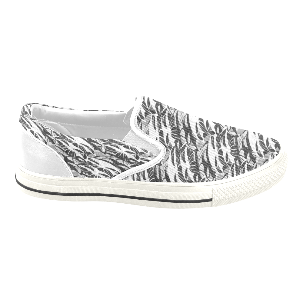 Alien Troops - Black & White Men's Unusual Slip-on Canvas Shoes (Model 019)