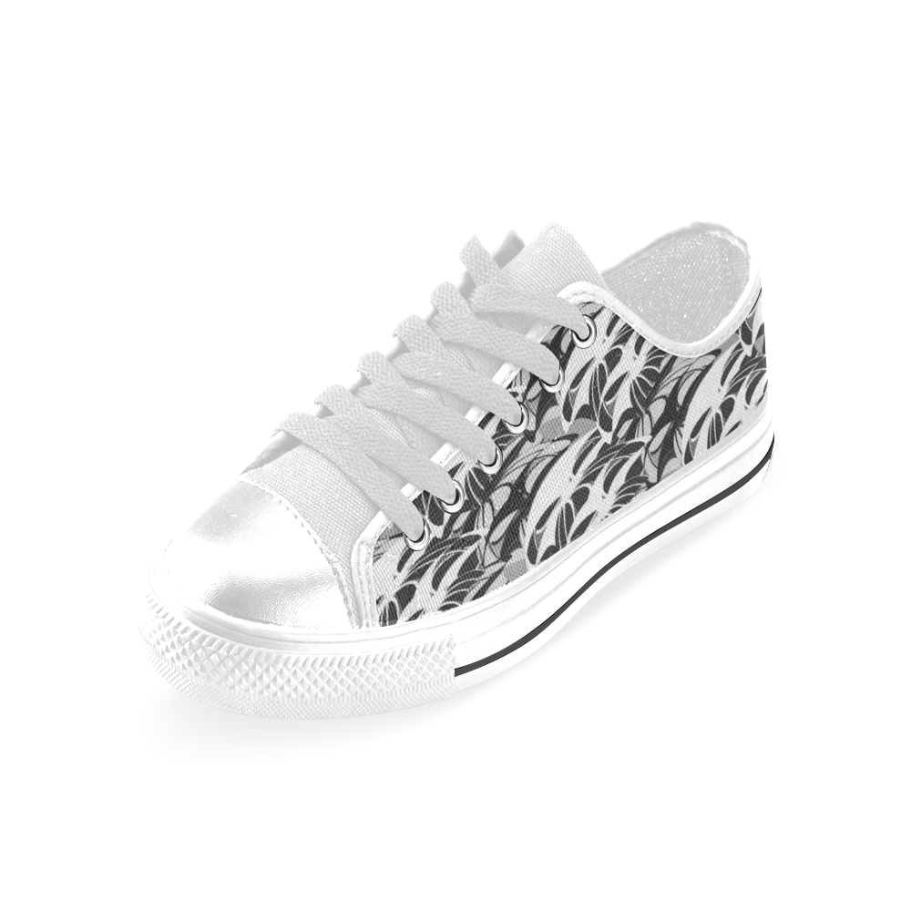 Alien Troops - Black & White Men's Classic Canvas Shoes (Model 018)