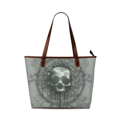 Awesome skull with bones and grunge Shoulder Tote Bag (Model 1646)