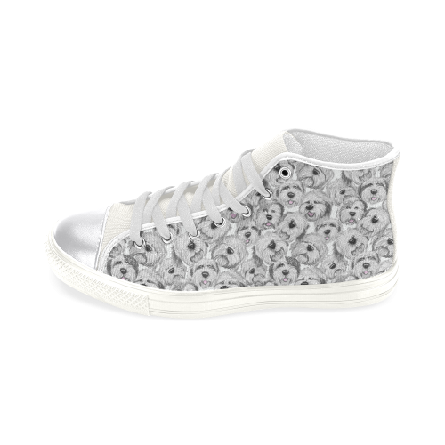 OES heads white on whte Women's Classic High Top Canvas Shoes (Model 017)