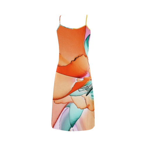 Wild Flowers Peach by Artdream Alcestis Slip Dress (Model D05)