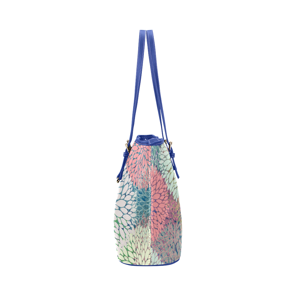 Abstract Floral Petals Leather Tote Bag/Small (Model 1651)