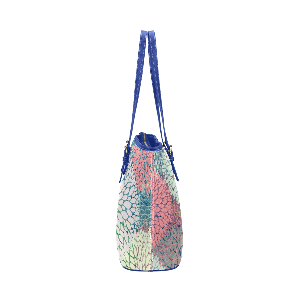 Abstract Floral Petals Leather Tote Bag/Small (Model 1651)