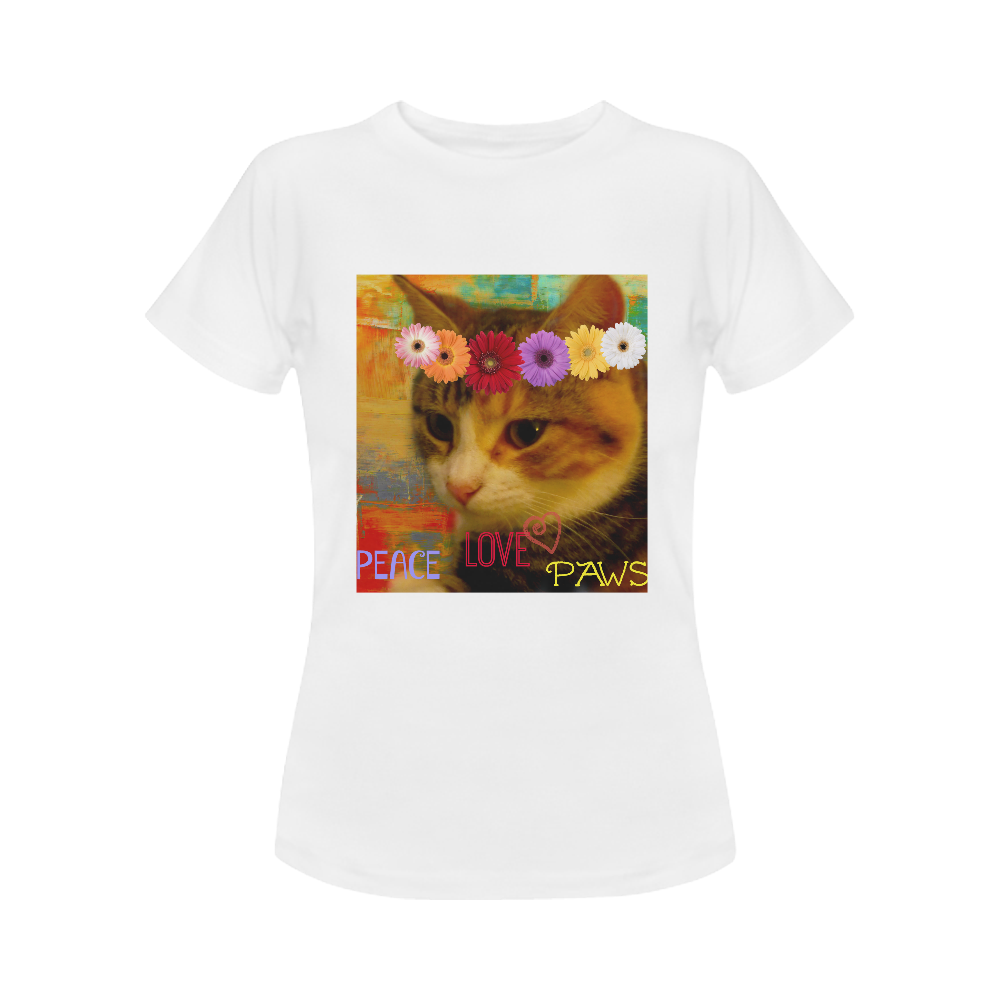 Boho "Peace Love Paws" women's tee Women's Classic T-Shirt (Model T17）