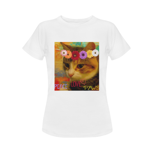 Boho "Peace Love Paws" women's tee Women's Classic T-Shirt (Model T17）