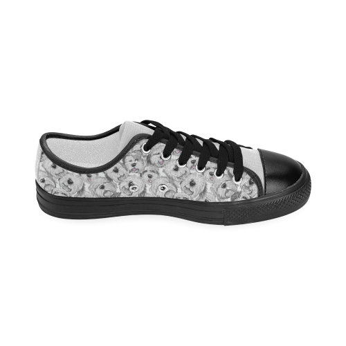 OES Heads on White with black trim Women's Classic Canvas Shoes (Model 018)