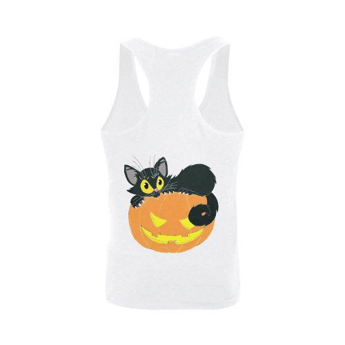 Halloween Black Cat And Pumpkin Plus-size Men's I-shaped Tank Top (Model T32)