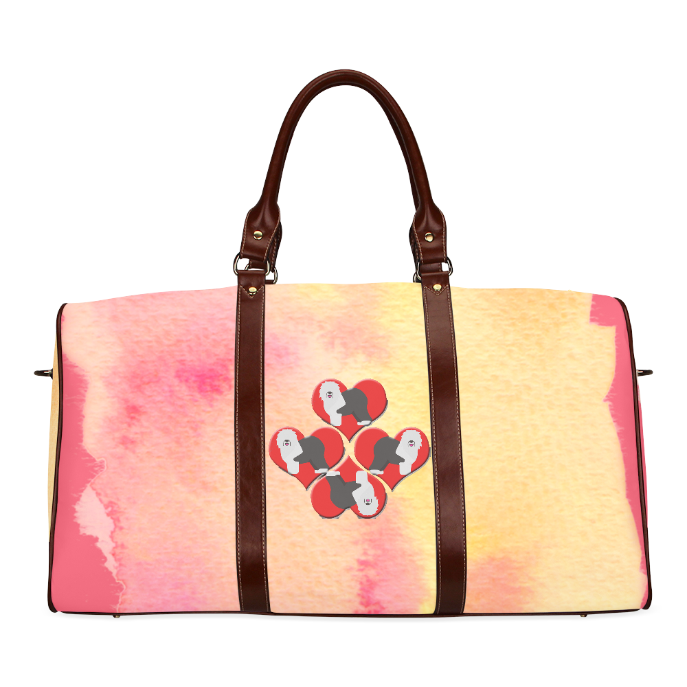 Whimzy Hearts Waterproof Travel Bag/Large (Model 1639)