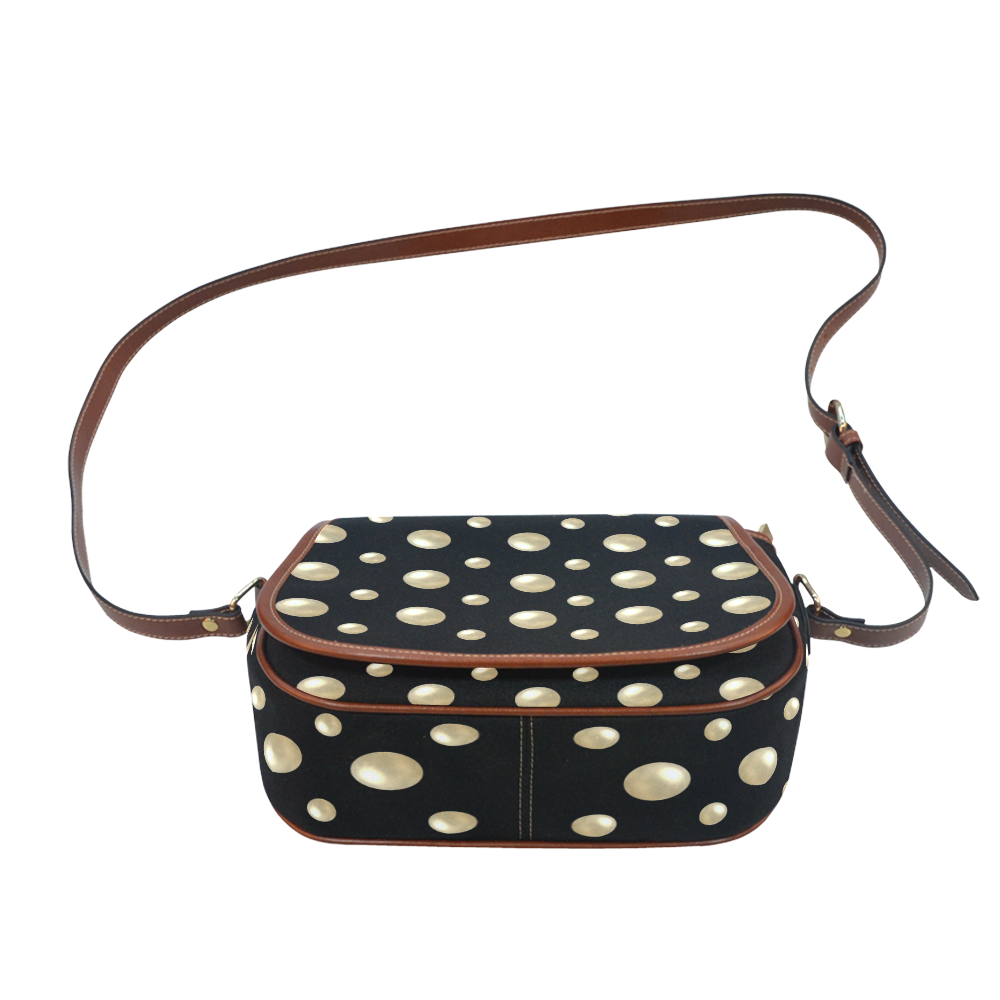 Pearls on a Midnight Black Background Saddle Bag/Small (Model 1649) Full Customization