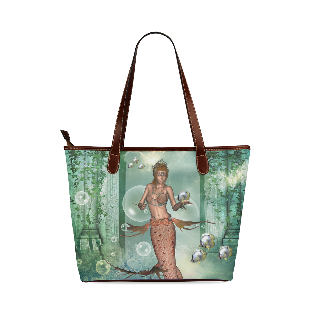 Beautiful mermaid fith butterflyfish Shoulder Tote Bag (Model 1646)