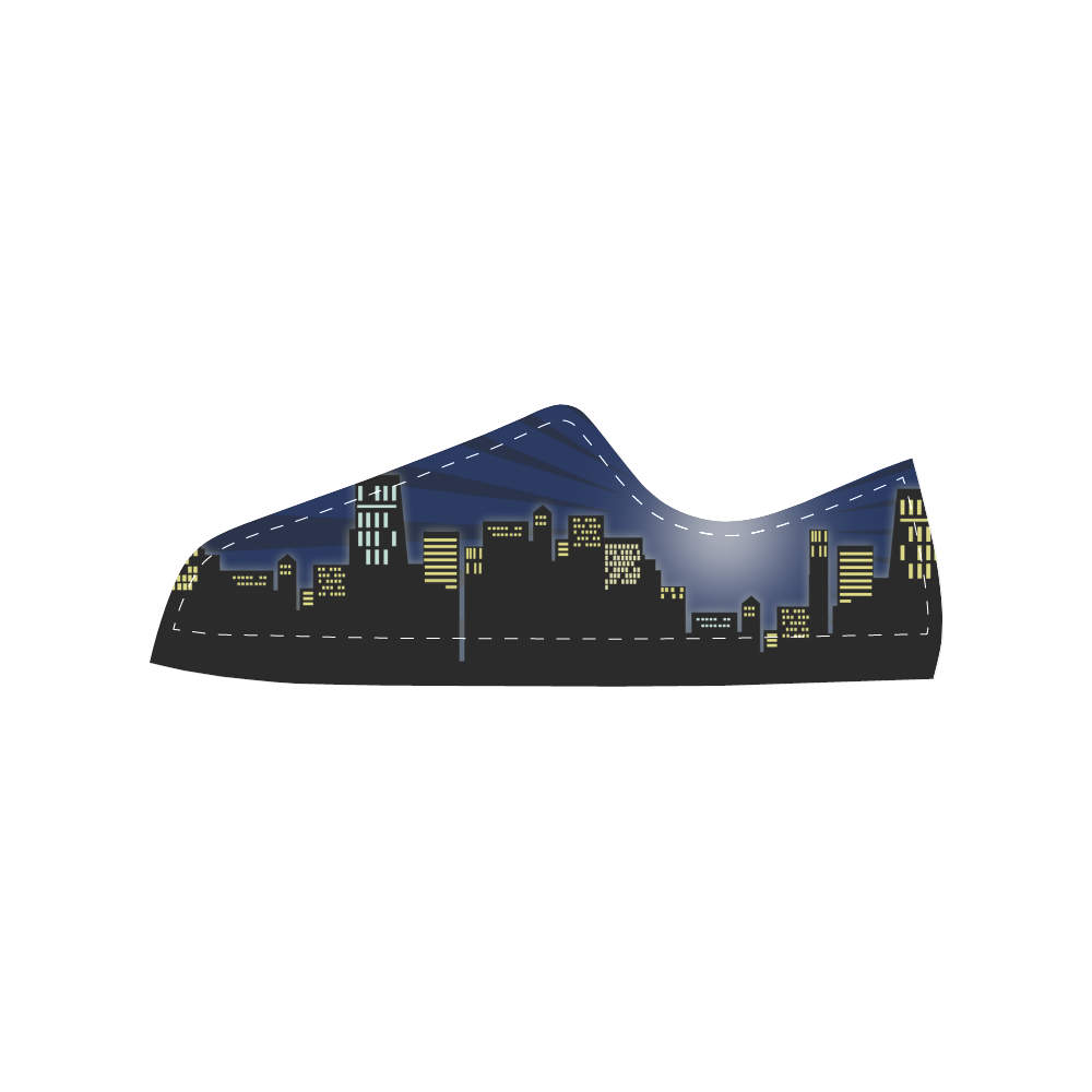 Night City Skyline by ArtformDesigns Men's Classic Canvas Shoes (Model 018)